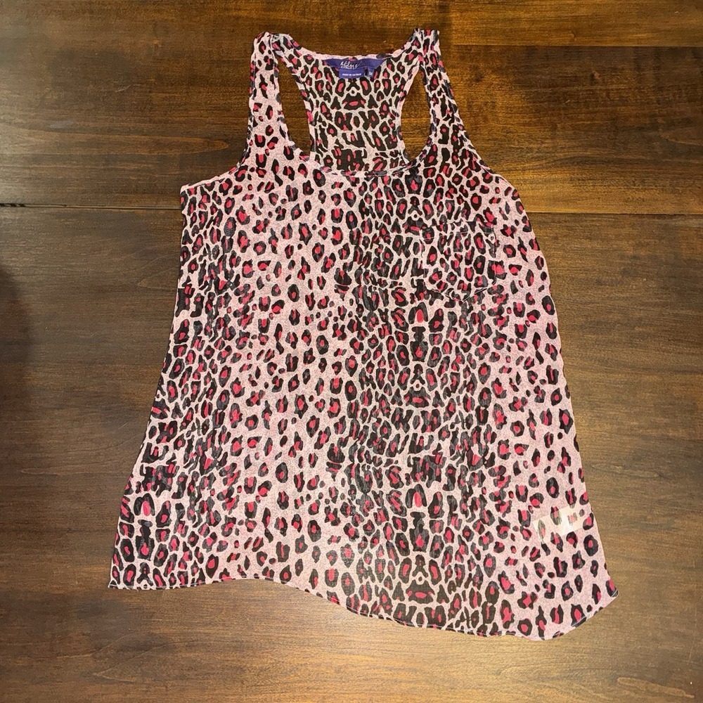 Miley Cyrus x Max Azria Tank Top Women Medium Pink Leopard Print Y2K Edgy Boho